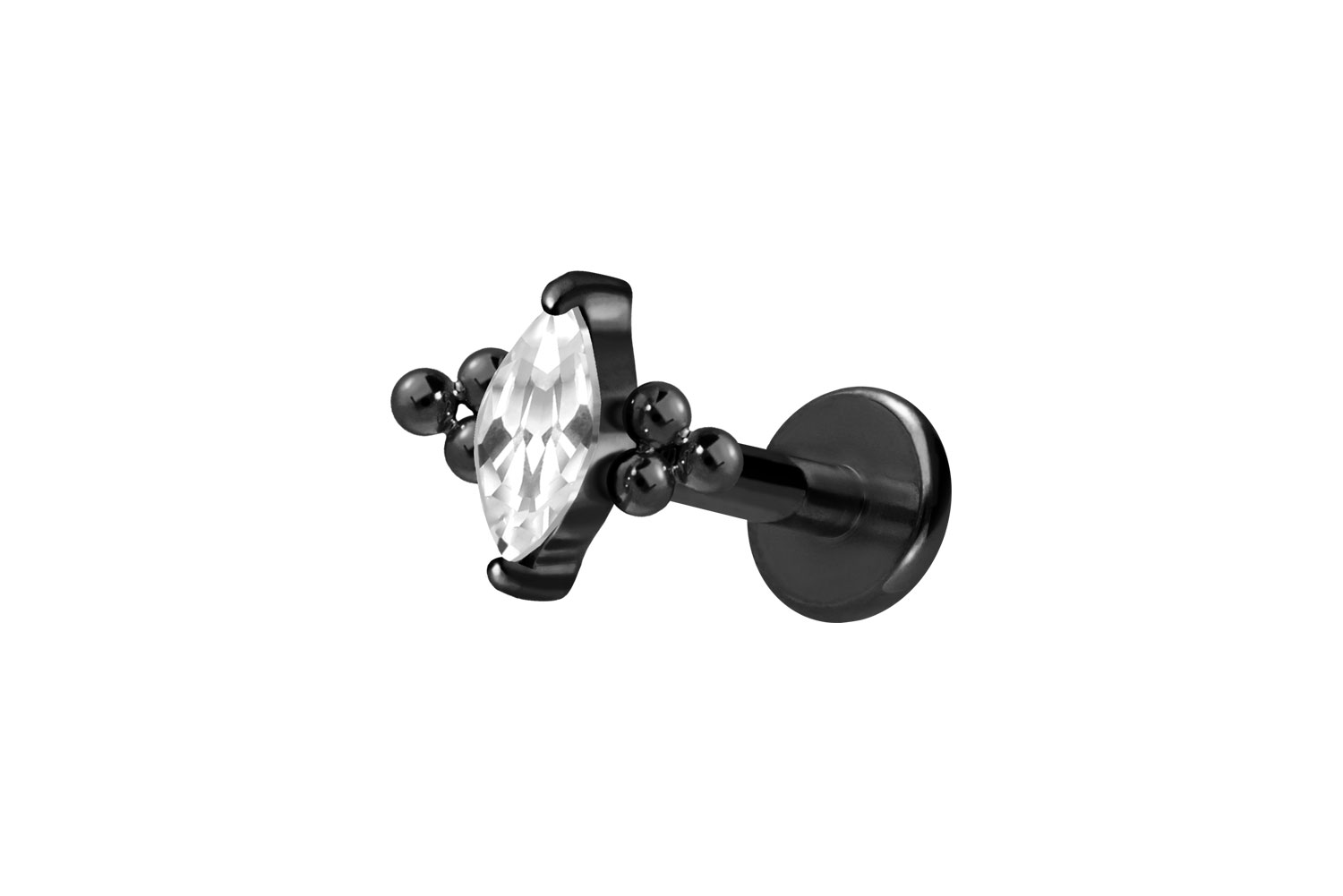Titan Labret Piercing mit Innengewinde KRISTALLTROPFEN + 6 KUGELN